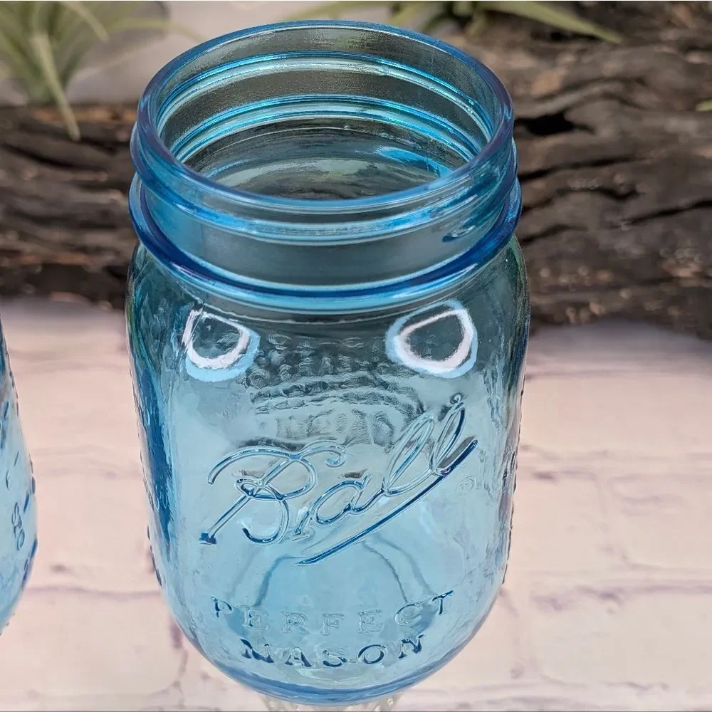 Set of 2 Limited Edition Redneck Blue Mason Jar Hillbilly Wine Glass